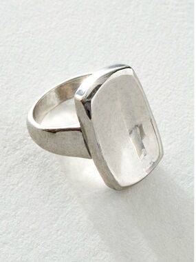 Free People cosmic dreams Silver Rectangular Statement Ring size 8